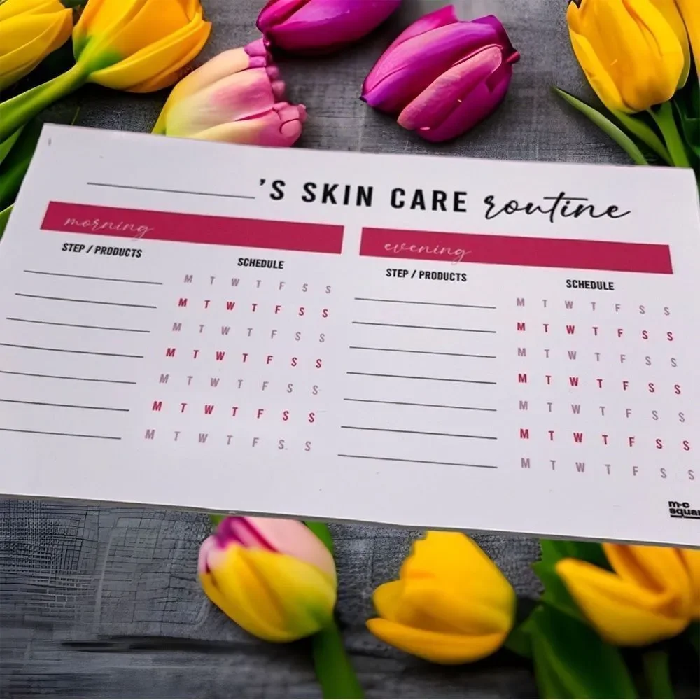 NWT M.C. squares SKIN CARE ROUTINE Reusable adhesive white board
